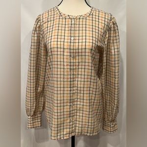Loft - Puffed Long Sleeve Button Down Blouse - Size L